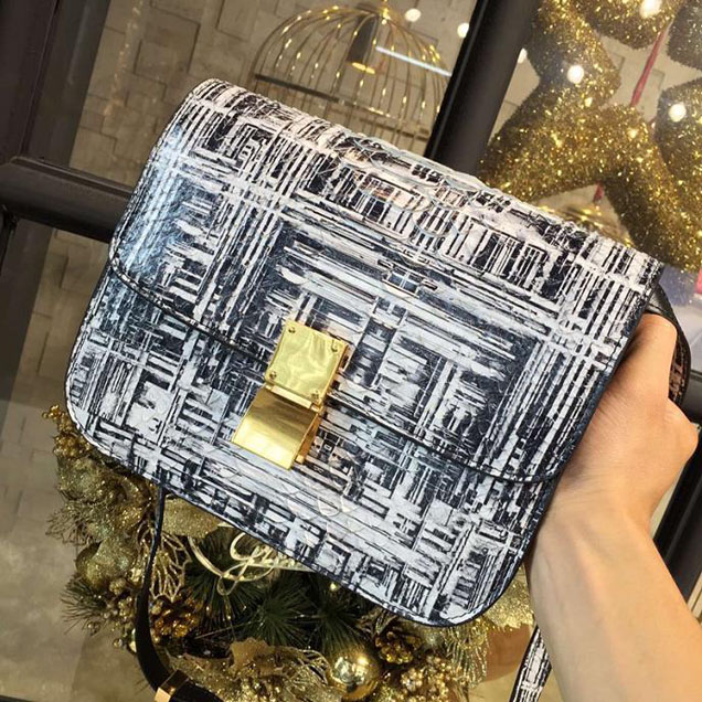 Celine Watersnake Medium Classic Box Bag Pre-Fall Winter 2016 Collection Black White