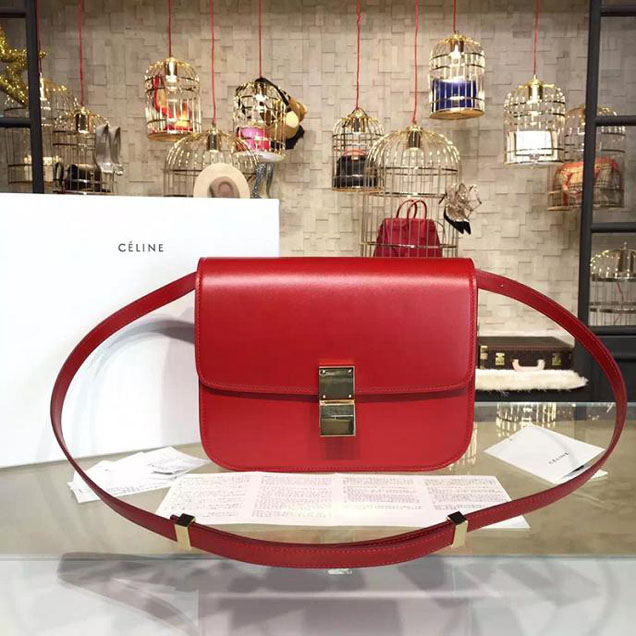 Celine Box Crossbody Bag Smooth Leather Pre-Fall Winter 2015 Collection Red