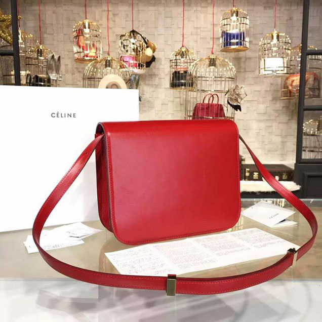 Celine Box Crossbody Bag Smooth Leather Pre-Fall Winter 2015 Collection Red