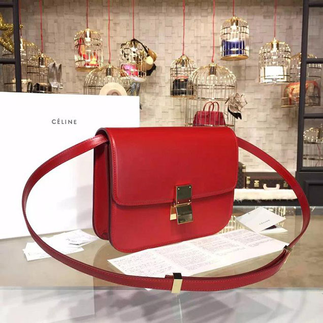 Celine Box Crossbody Bag Smooth Leather Pre-Fall Winter 2015 Collection Red