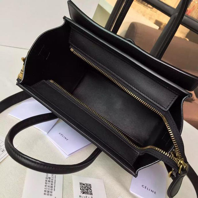Celine Nano Luggage Bag Original Leather Fall Winter 2016 Collection Multicolor Stitching Black