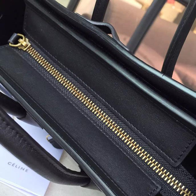 Celine Nano Luggage Bag Original Leather Fall Winter 2016 Collection Multicolor Stitching Black