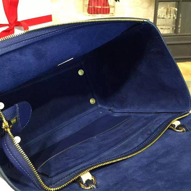 Celine Belt Top Handle Mini Bag Grained Calfskin Leather Pre-Fall Winter 2016 Collection Navy Blue