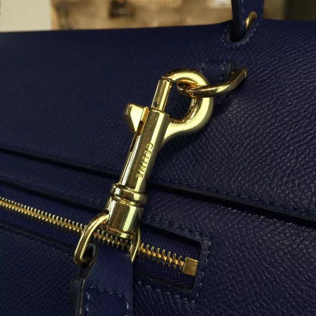 Celine Belt Top Handle Mini Bag Grained Calfskin Leather Pre-Fall Winter 2016 Collection Navy Blue