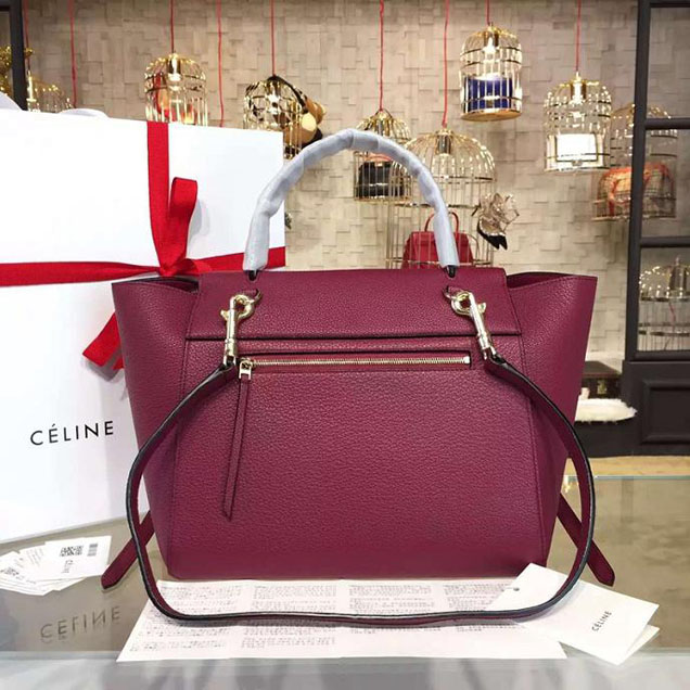 Celine Belt Top Handle Mini Bag Grained Calfskin Leather Pre-Fall Winter 2016 Collection Burgundy