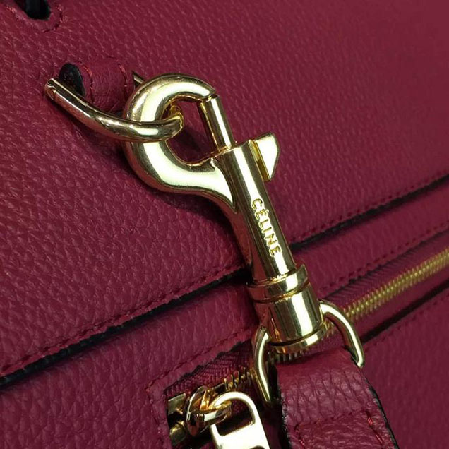 Celine Belt Top Handle Mini Bag Grained Calfskin Leather Pre-Fall Winter 2016 Collection Burgundy