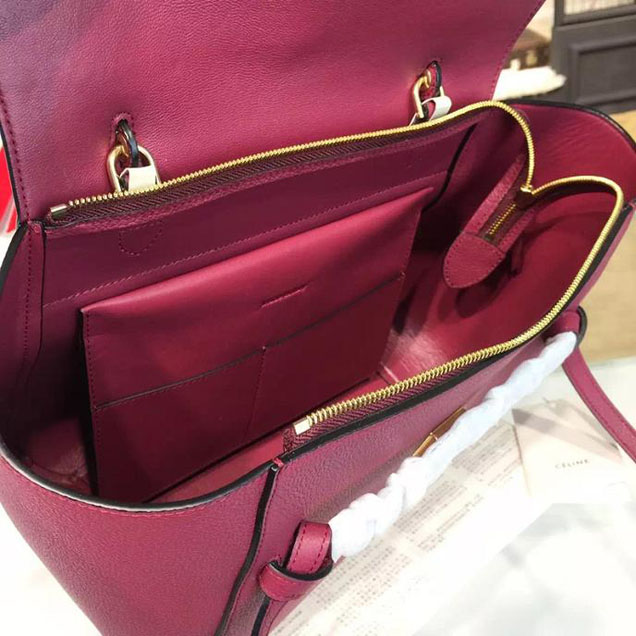 Celine Belt Top Handle Mini Bag Grained Calfskin Leather Pre-Fall Winter 2016 Collection Burgundy