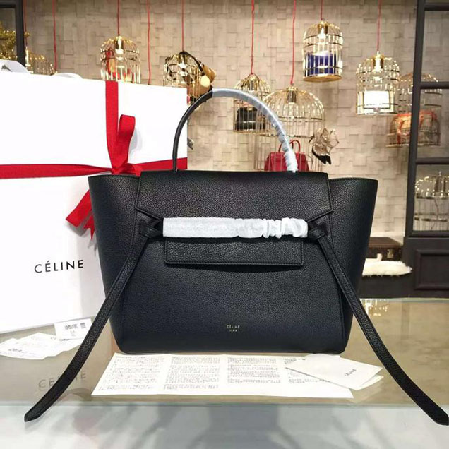 Celine Belt Top Handle Mini Bag Grained Calfskin Leather Pre-Fall Winter 2016 Collection Black