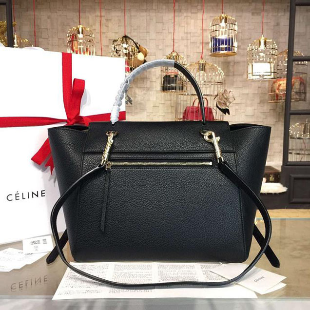Celine Belt Top Handle Mini Bag Grained Calfskin Leather Pre-Fall Winter 2016 Collection Black