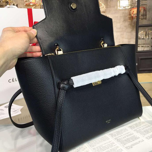 Celine Belt Top Handle Mini Bag Grained Calfskin Leather Pre-Fall Winter 2016 Collection Black