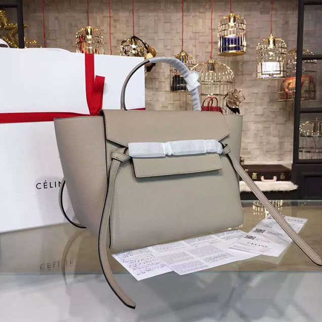 Celine Belt Top Handle Mini Bag Grained Calfskin Leather Pre-Fall Winter 2016 Collection Beige