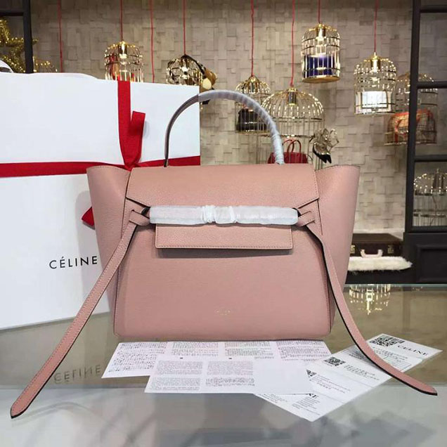 Celine Belt Top Handle Mini Bag Grained Calfskin Leather Pre-Fall Winter 2016 Collection Light Pink