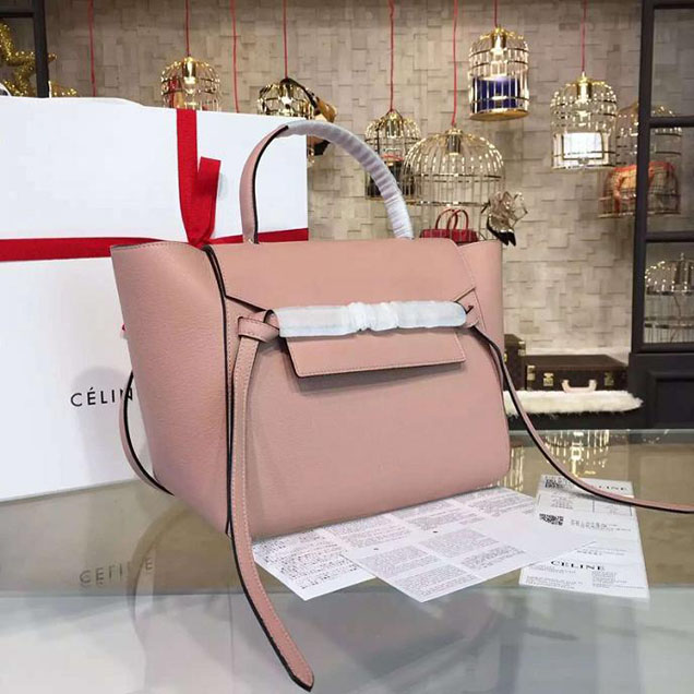 Celine Belt Top Handle Mini Bag Grained Calfskin Leather Pre-Fall Winter 2016 Collection Light Pink