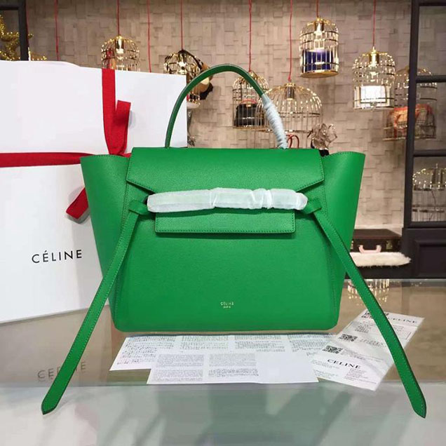 Celine Belt Top Handle Mini Bag Grained Calfskin Leather Pre-Fall Winter 2016 Collection Green