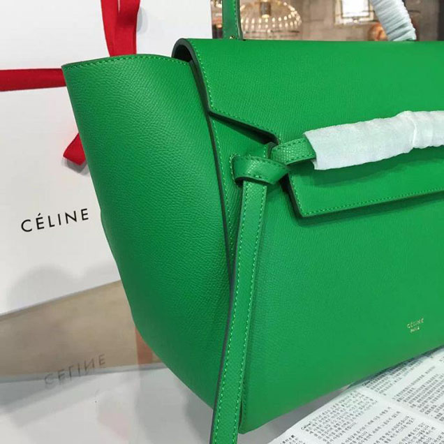 Celine Belt Top Handle Mini Bag Grained Calfskin Leather Pre-Fall Winter 2016 Collection Green