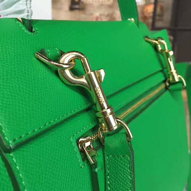 Celine Belt Top Handle Mini Bag Grained Calfskin Leather Pre-Fall Winter 2016 Collection Green