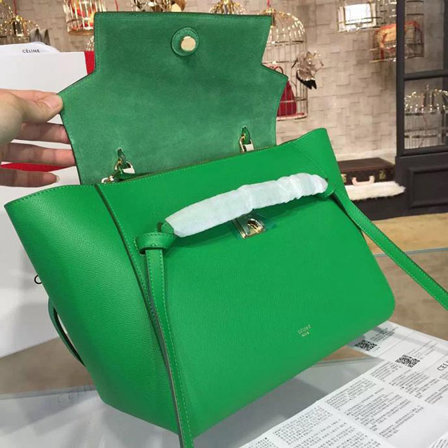 Celine Belt Top Handle Mini Bag Grained Calfskin Leather Pre-Fall Winter 2016 Collection Green