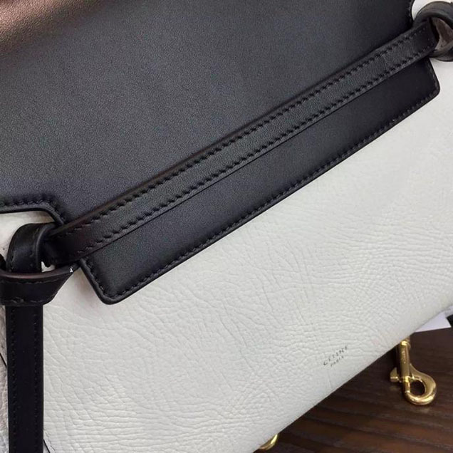 Celine Belt Top Handle Mini Bag Grained Calfskin Leather Pre-Fall Winter 2016 Collection White Black