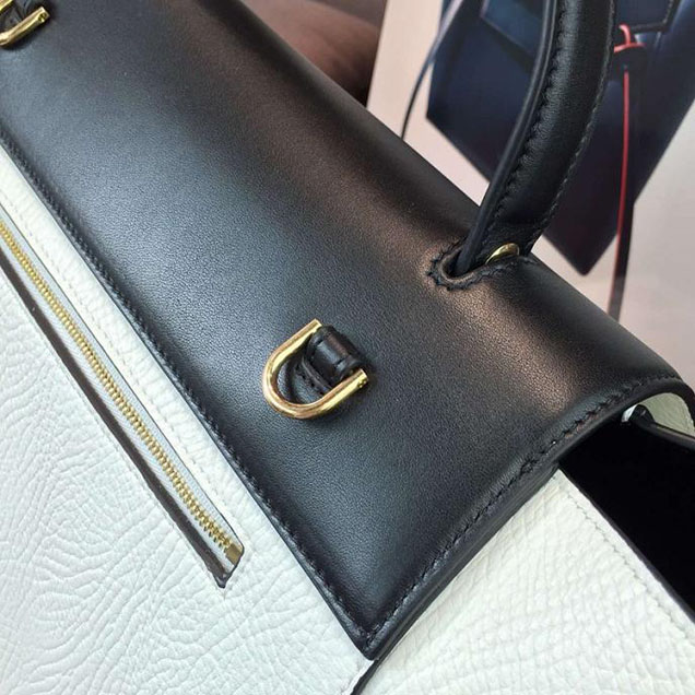 Celine Belt Top Handle Mini Bag Grained Calfskin Leather Pre-Fall Winter 2016 Collection White Black