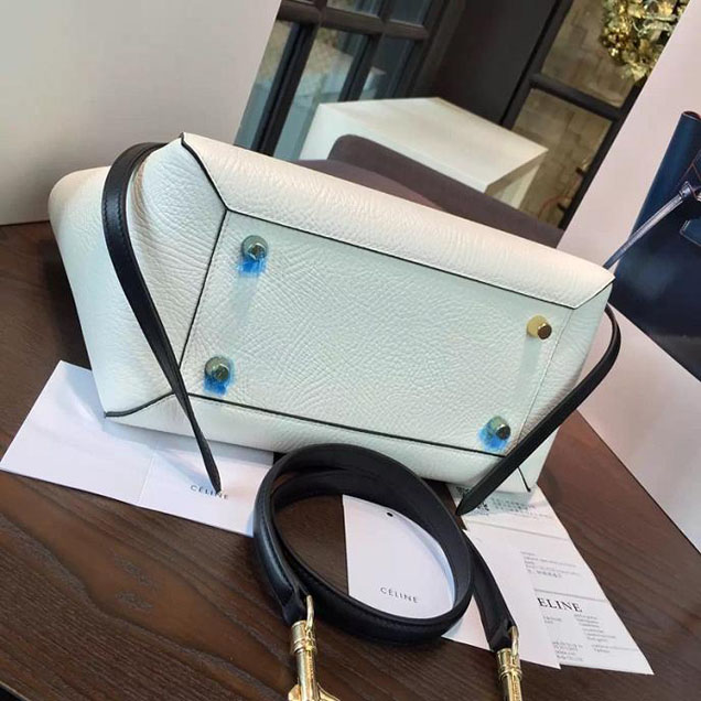 Celine Belt Top Handle Mini Bag Grained Calfskin Leather Pre-Fall Winter 2016 Collection White Black