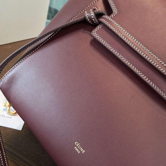 Celine Belt Top Handle Mini Bag Smooth Calfskin Leather Pre-Fall Winter 2016 Collection Burgundy with Tonal Stitching