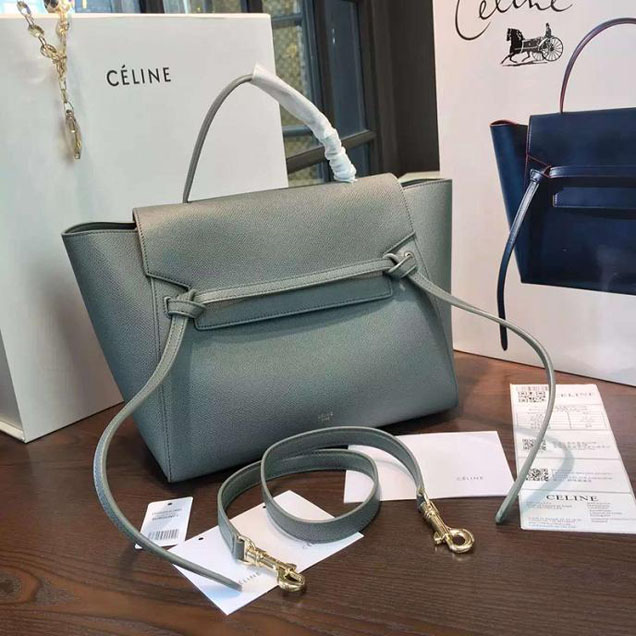 Celine Belt Top Handle Mini Bag Grained Calfskin Leather Pre-Fall Winter 2016 Collection Light Blue