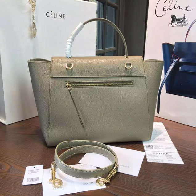 Celine Belt Top Handle Mini Bag Grained Calfskin Leather Pre-Fall Winter 2016 Collection Gray