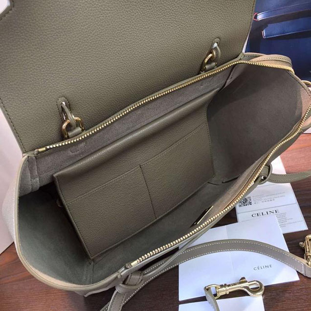 Celine Belt Top Handle Mini Bag Grained Calfskin Leather Pre-Fall Winter 2016 Collection Gray