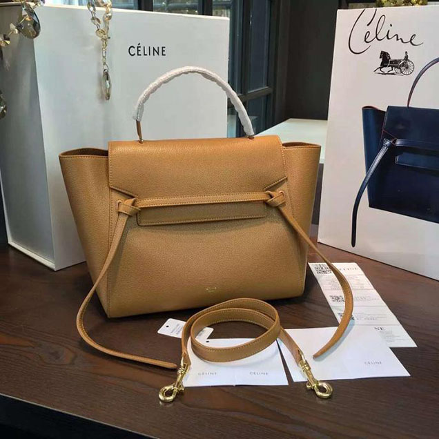 Celine Belt Top Handle Mini Bag Grained Calfskin Leather Pre-Fall Winter 2016 Collection Tan