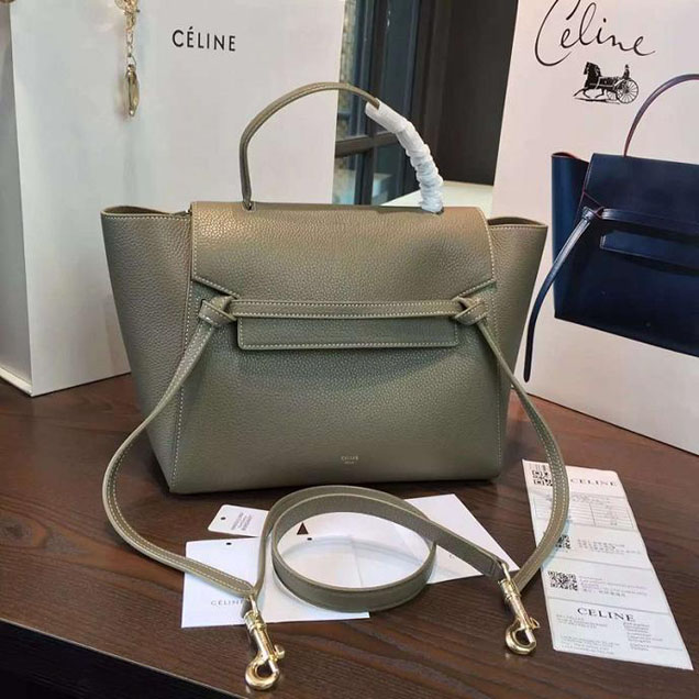 Celine Belt Top Handle Mini Bag Grained Calfskin Leather Pre-Fall Winter 2016 Collection Grey