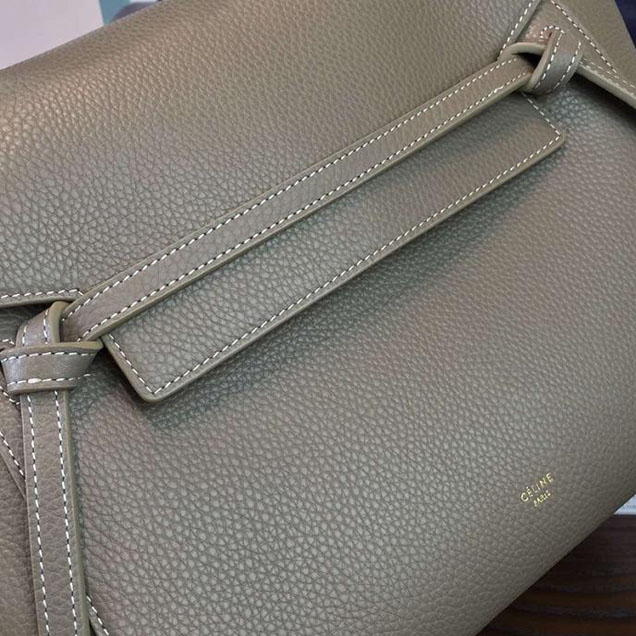 Celine Belt Top Handle Mini Bag Grained Calfskin Leather Pre-Fall Winter 2016 Collection Grey