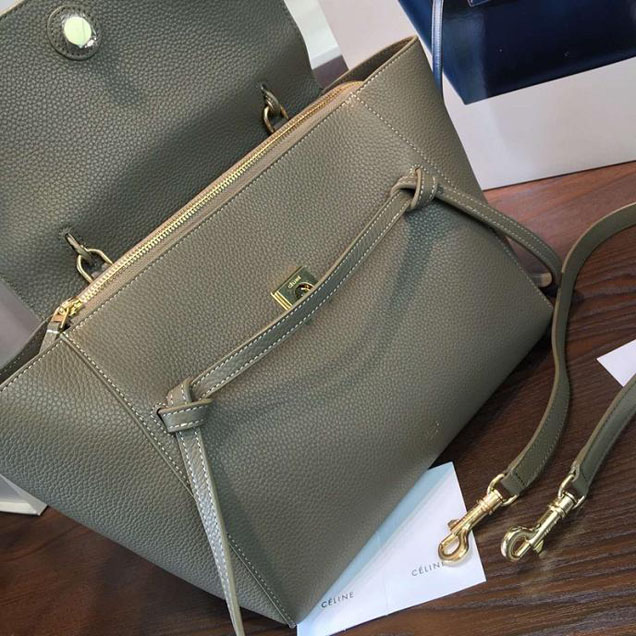 Celine Belt Top Handle Mini Bag Grained Calfskin Leather Pre-Fall Winter 2016 Collection Grey