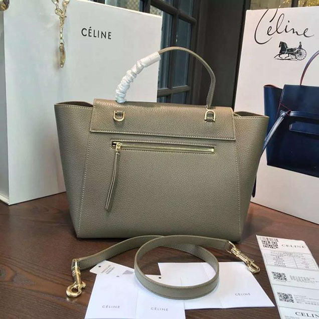 Celine Belt Top Handle Mini Bag Grained Calfskin Leather Pre-Fall Winter 2016 Collection Grey