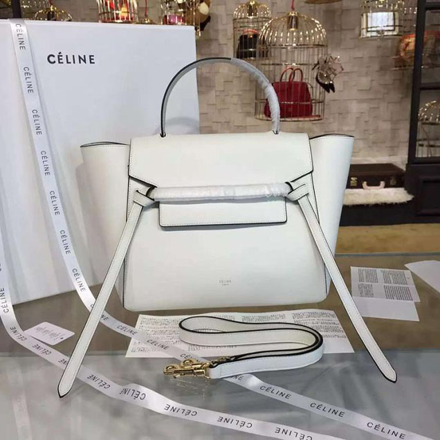 Celine Belt Top Handle Mini Bag Smooth Calfskin Leather Pre-Fall Winter 2016 Collection White