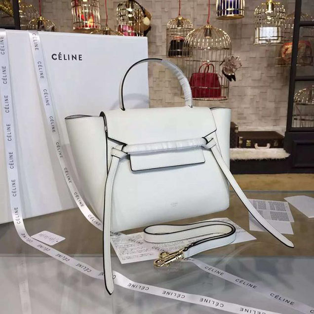 Celine Belt Top Handle Mini Bag Smooth Calfskin Leather Pre-Fall Winter 2016 Collection White