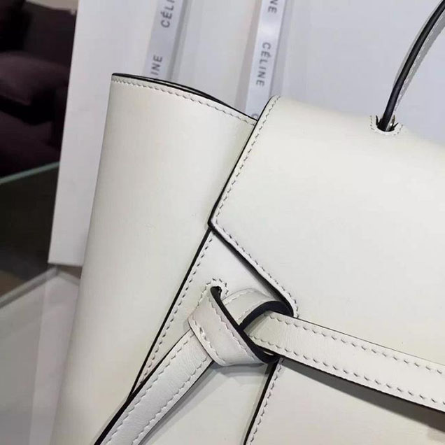 Celine Belt Top Handle Mini Bag Smooth Calfskin Leather Pre-Fall Winter 2016 Collection White