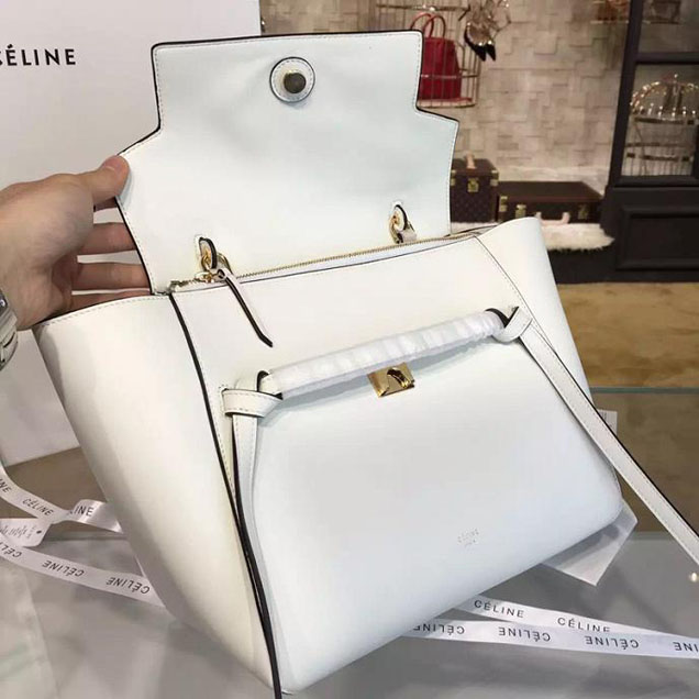 Celine Belt Top Handle Mini Bag Smooth Calfskin Leather Pre-Fall Winter 2016 Collection White