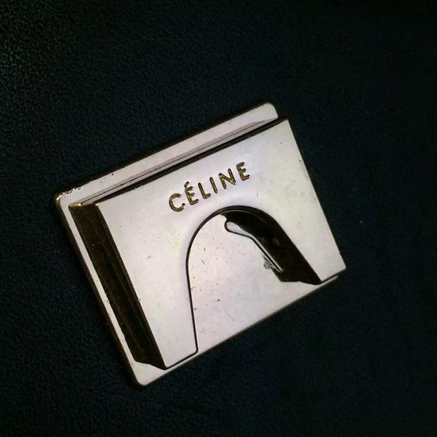 Celine Belt Top Handle Mini Bag Smooth Calfskin Leather Pre-Fall Winter 2016 Collection Black with White Stitching
