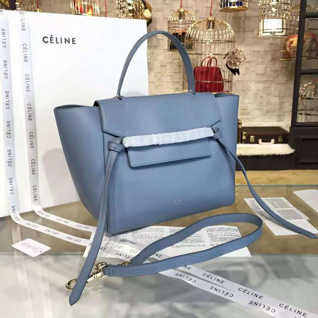 Celine Belt Top Handle Mini Bag Smooth Calfskin Leather Pre-Fall Winter 2016 Collection Light Blue