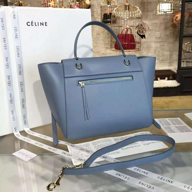 Celine Belt Top Handle Mini Bag Smooth Calfskin Leather Pre-Fall Winter 2016 Collection Light Blue