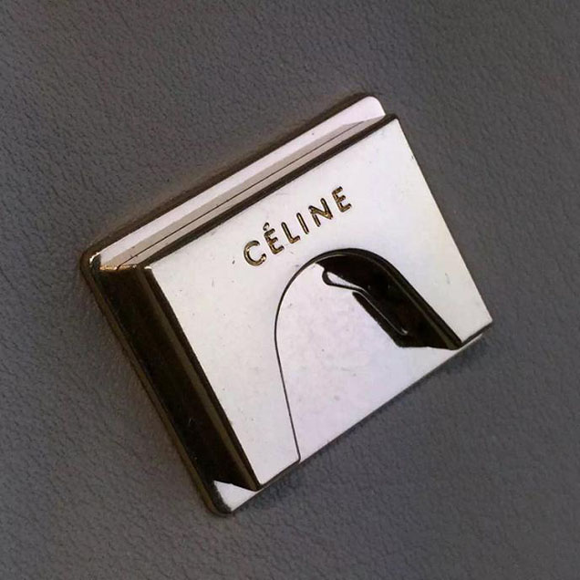 Celine Belt Top Handle Mini Bag Smooth Calfskin Leather Pre-Fall Winter 2016 Collection Beige with Blue Piping