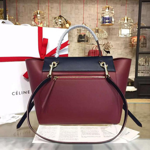 Celine Belt Top Handle Mini Bag Smooth Calfskin Leather Pre-Fall Winter 2016 Collection Burgundy Navy Blue