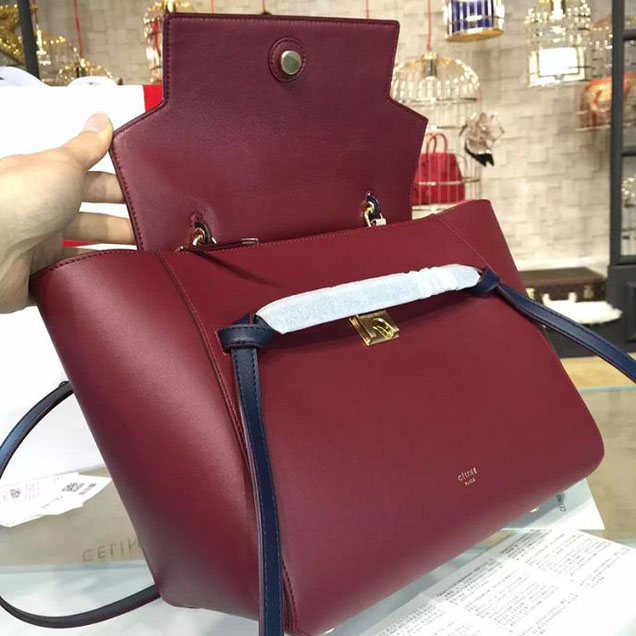 Celine Belt Top Handle Mini Bag Smooth Calfskin Leather Pre-Fall Winter 2016 Collection Burgundy Navy Blue