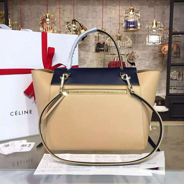 Celine Belt Top Handle Mini Bag Smooth Calfskin Leather Pre-Fall Winter 2016 Collection Beige Navy Blue