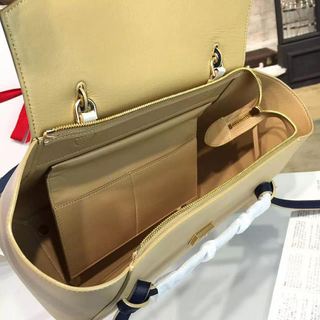 Celine Belt Top Handle Mini Bag Smooth Calfskin Leather Pre-Fall Winter 2016 Collection Beige Navy Blue