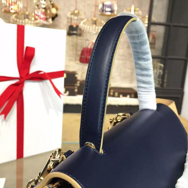 Celine Belt Top Handle Mini Bag Smooth Calfskin Leather Pre-Fall Winter 2016 Collection Beige Navy Blue