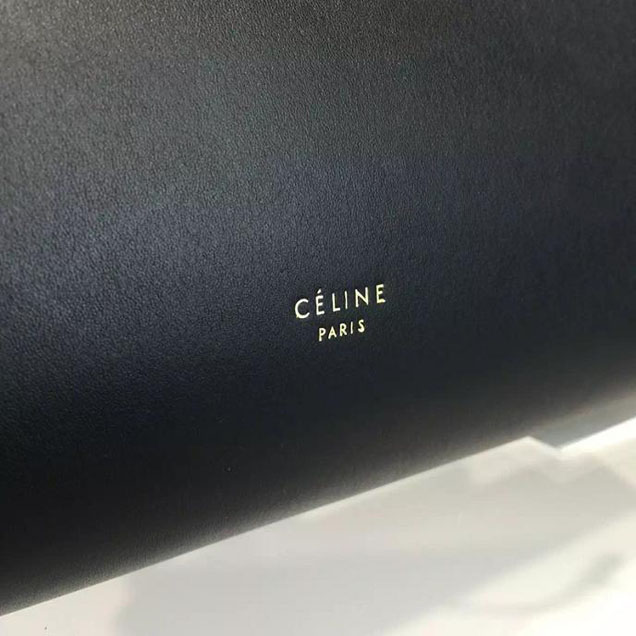 Celine Belt Top Handle Mini Bag Smooth Calfskin Leather Pre-Fall Winter 2016 Collection Black with Red Piping