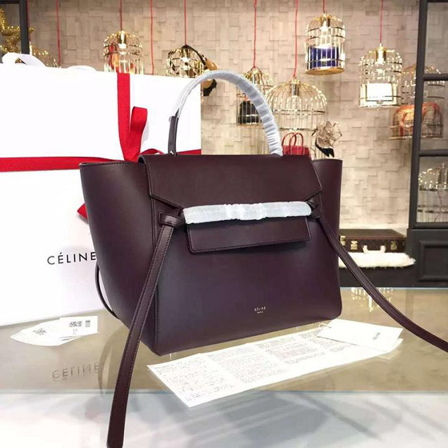 Celine Belt Top Handle Mini Bag Smooth Calfskin Leather Pre-Fall Winter 2016 Collection Burgundy