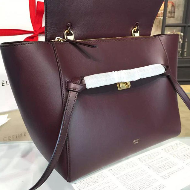 Celine Belt Top Handle Mini Bag Smooth Calfskin Leather Pre-Fall Winter 2016 Collection Burgundy