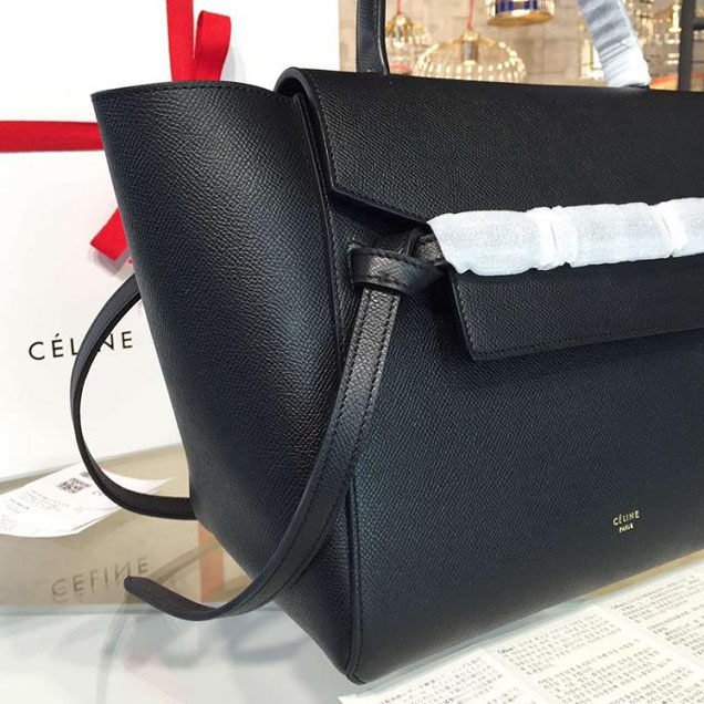 Celine Belt Top Handle Mini Bag Grained Calfskin Leather Pre-Fall Winter 2016 Collection Black